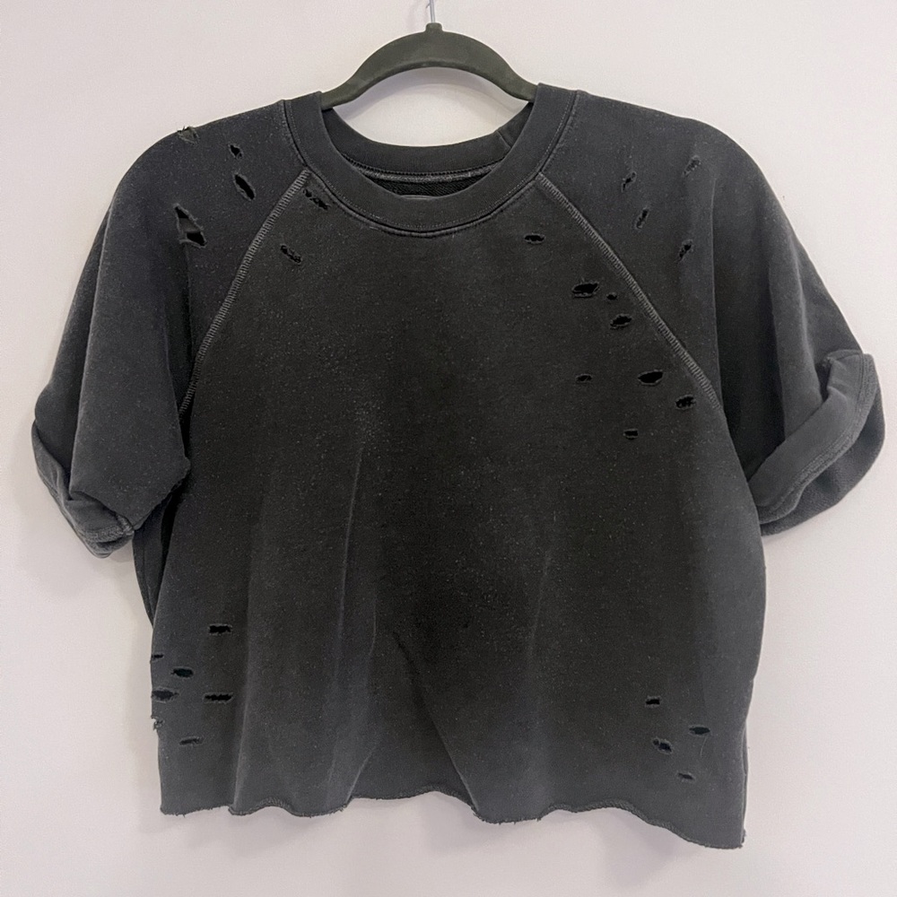 NSF cropped distressed t shirt size S